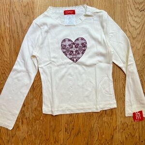 Esprit Kids White Long Sleeve Shirt with Heart Design